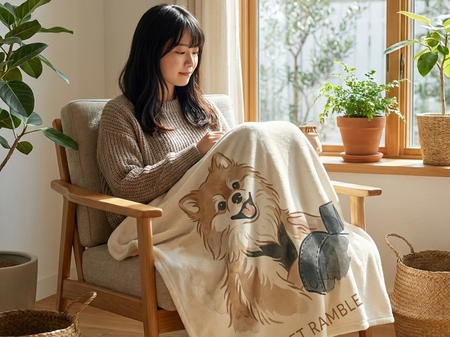 ブランケットを使用している女性