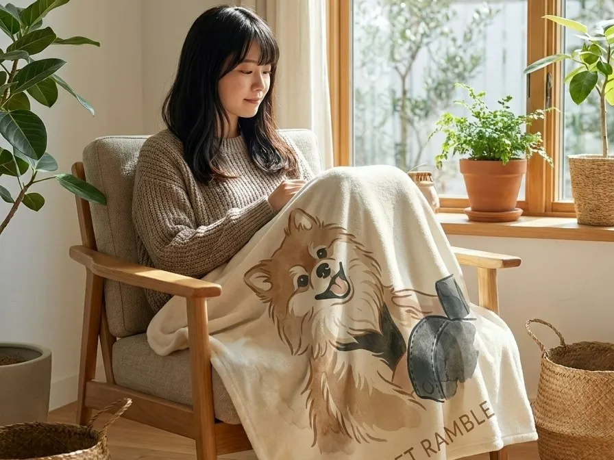 ブランケットを使用している女性